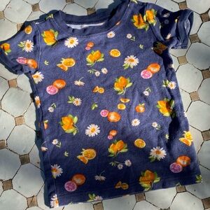 Old Navy Kids Floral Tee - Blue with Orange and Yellow